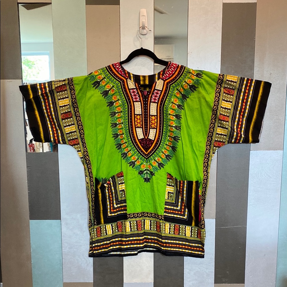 VTG Vibrant Green Dashiki Shirt